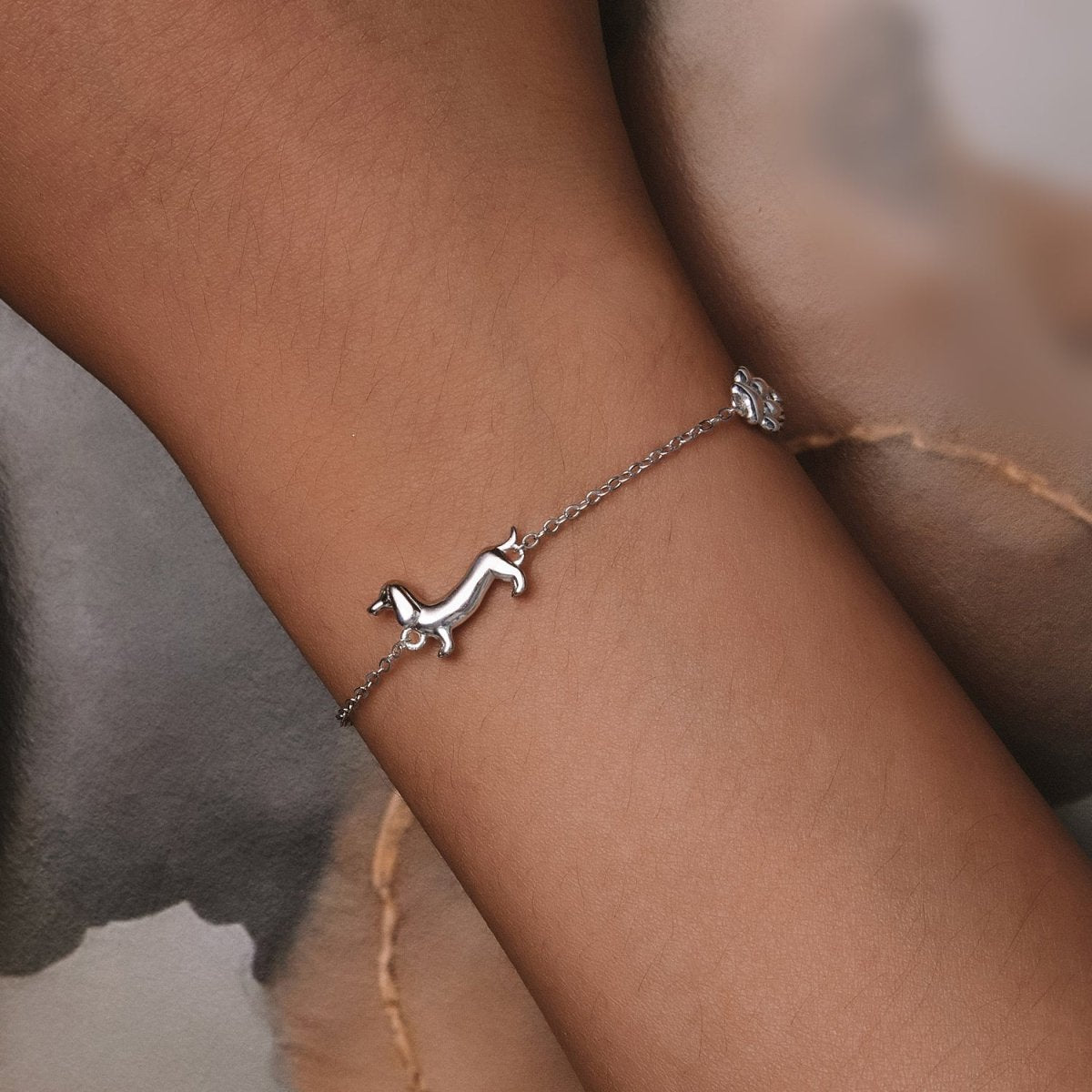 Amarante Jewelry Dachshund & Paw Print Chain Bracelet