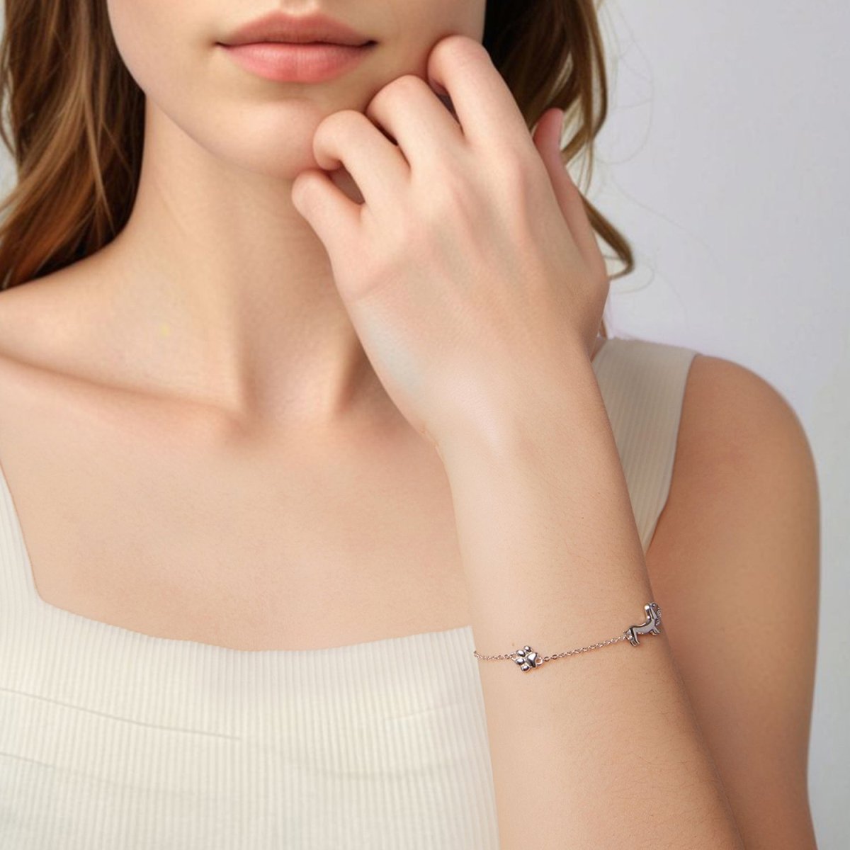 Amarante Jewelry Dachshund & Paw Print Chain Bracelet