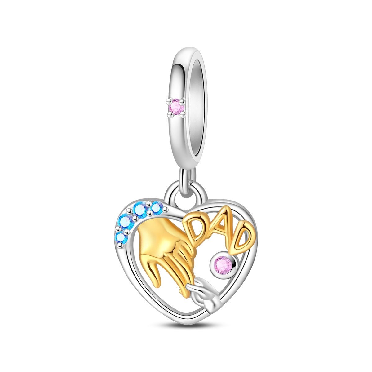 Amarante Jewelry Dad & Child Holding Hands Heart Dangle Charm