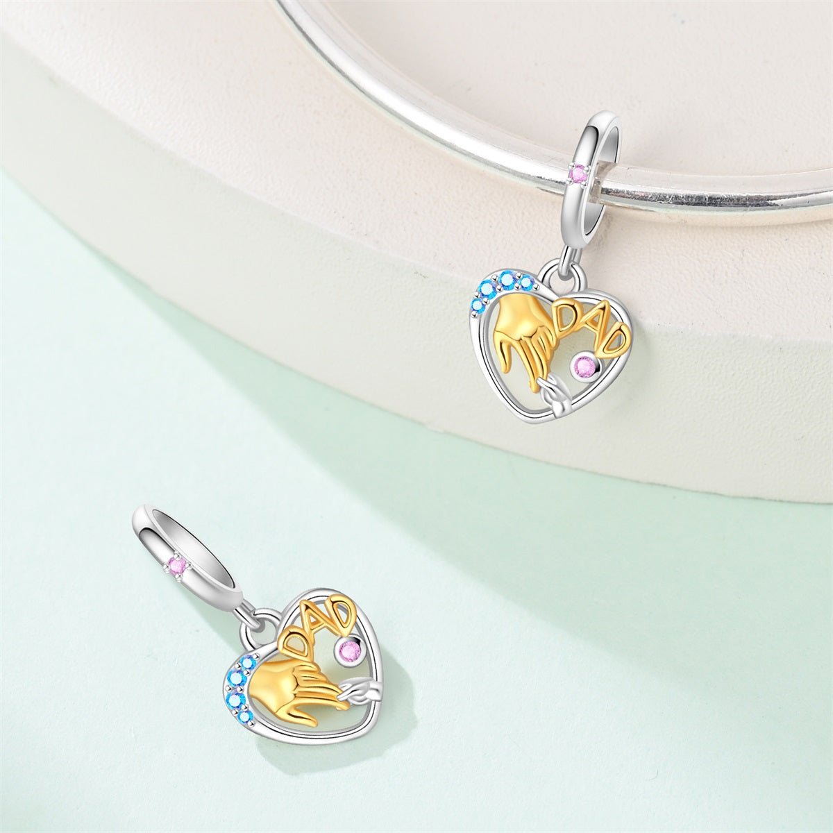 Amarante Jewelry Dad & Child Holding Hands Heart Dangle Charm