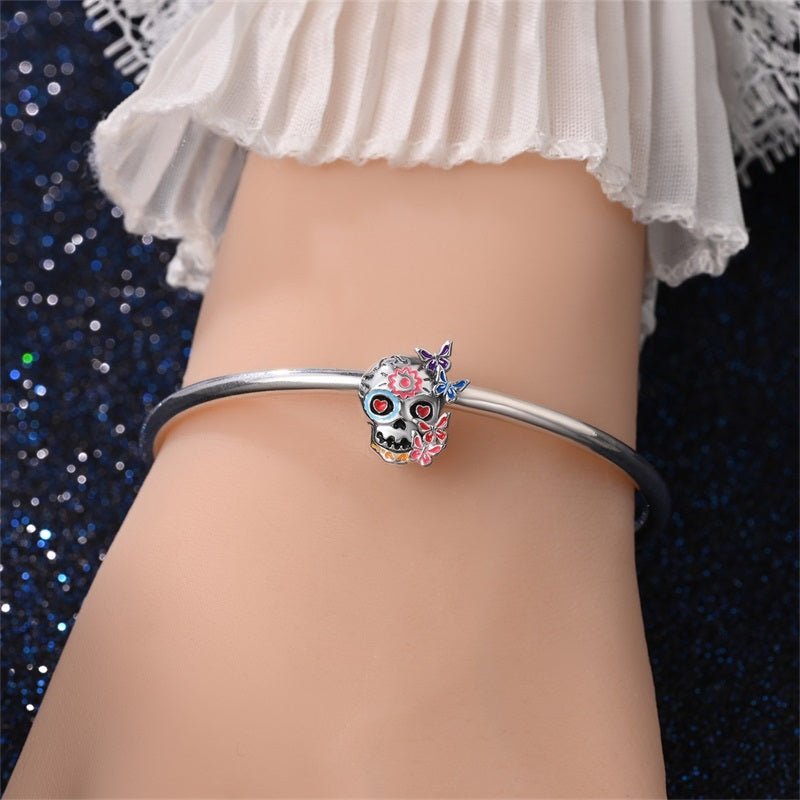 Amarante Jewelry Day of the Dead Sugar Skull with Butterflies Charm
