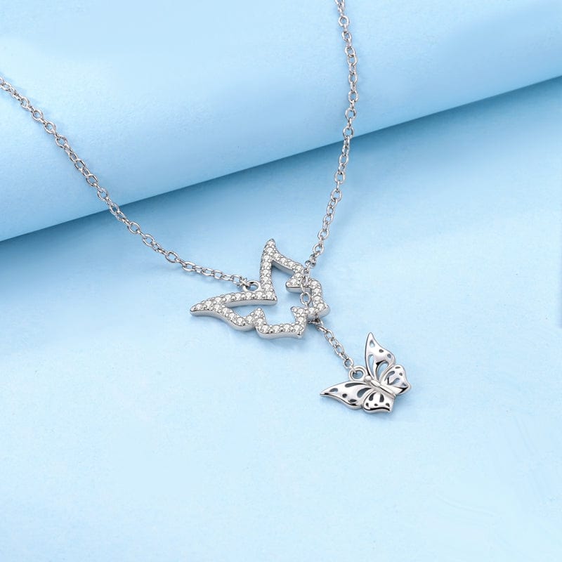Amarante Jewelry Dazzling Duo Butterfly Pendant Necklace