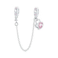 Amarante Jewelry Delicate Pink Crystal Heart Safety Chain Charm