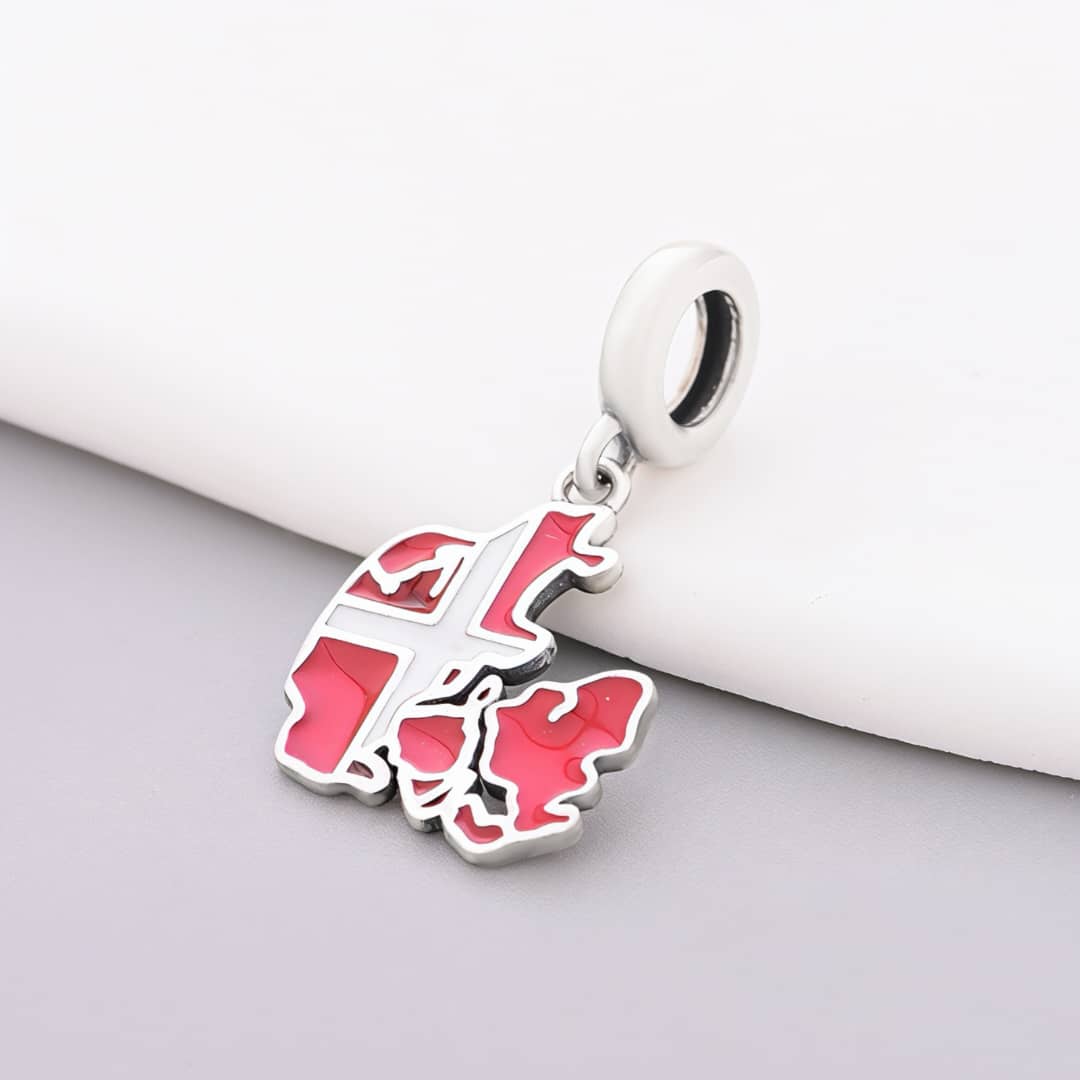 Amarante Jewelry Denmark Map Flag Dangle Charm
