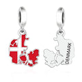 Amarante Jewelry Denmark Map Flag Dangle Charm