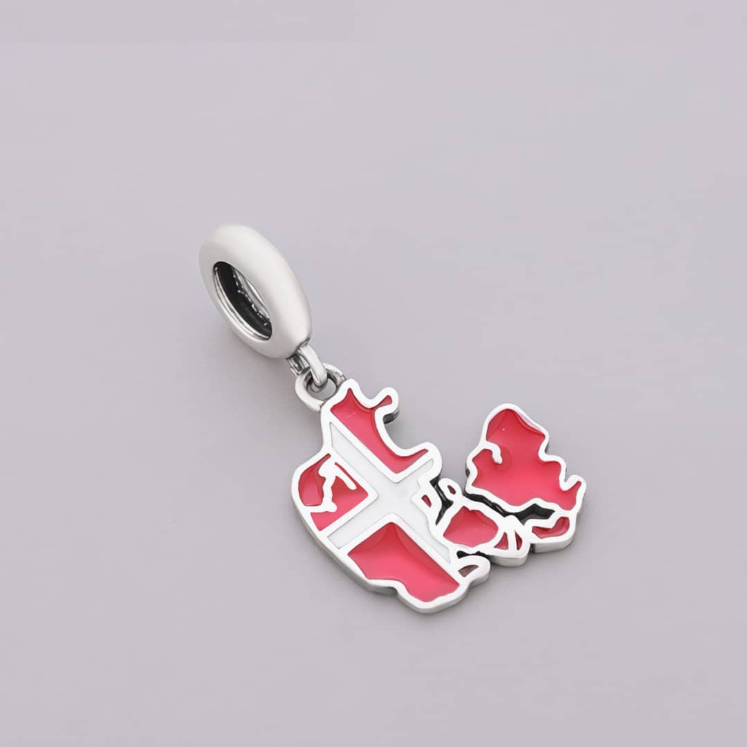 Amarante Jewelry Denmark Map Flag Dangle Charm