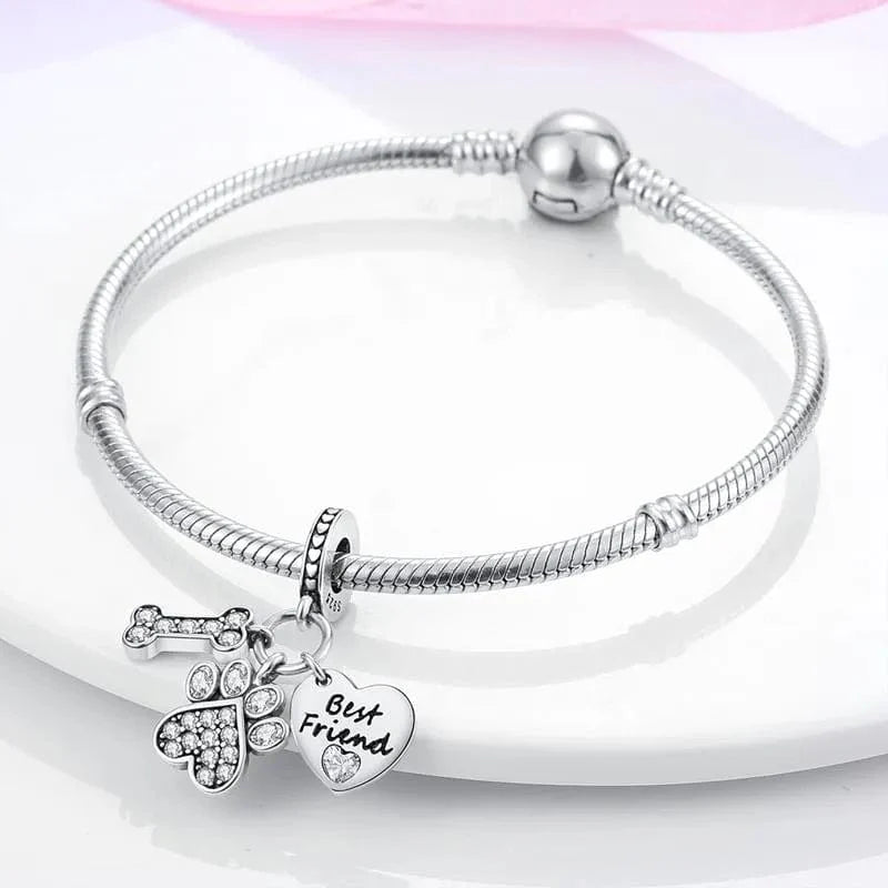 Amarante Jewelry Dog Best Friend Paw and Bone Dangle Charm