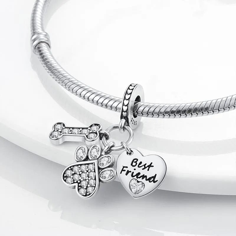 Amarante Jewelry Dog Best Friend Paw and Bone Dangle Charm