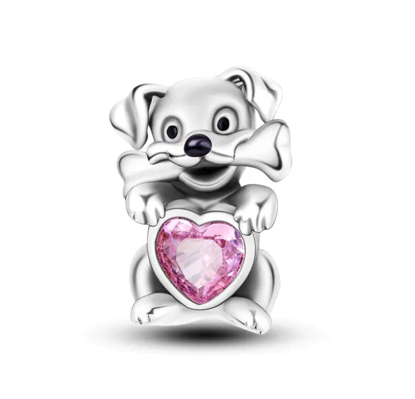Amarante Jewelry Dog Holding Pink Heart Charm