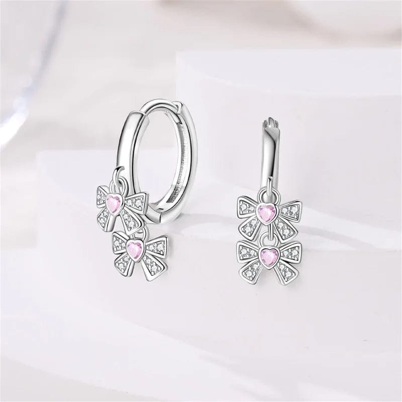 Amarante Jewelry Double Bow Dangle Hoop Earrings
