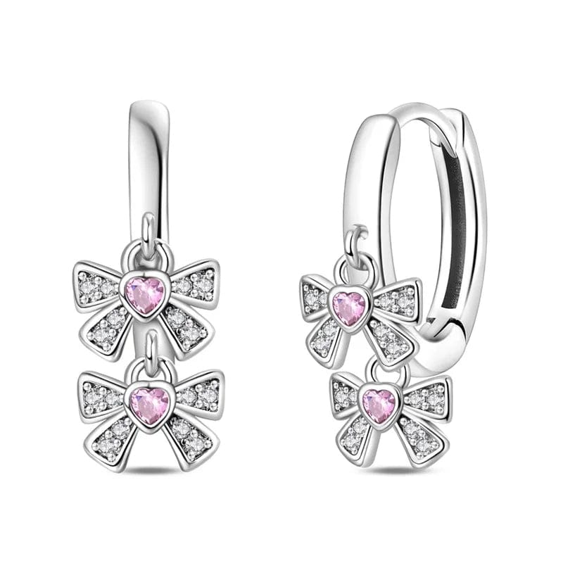 Amarante Jewelry Double Bow Dangle Hoop Earrings