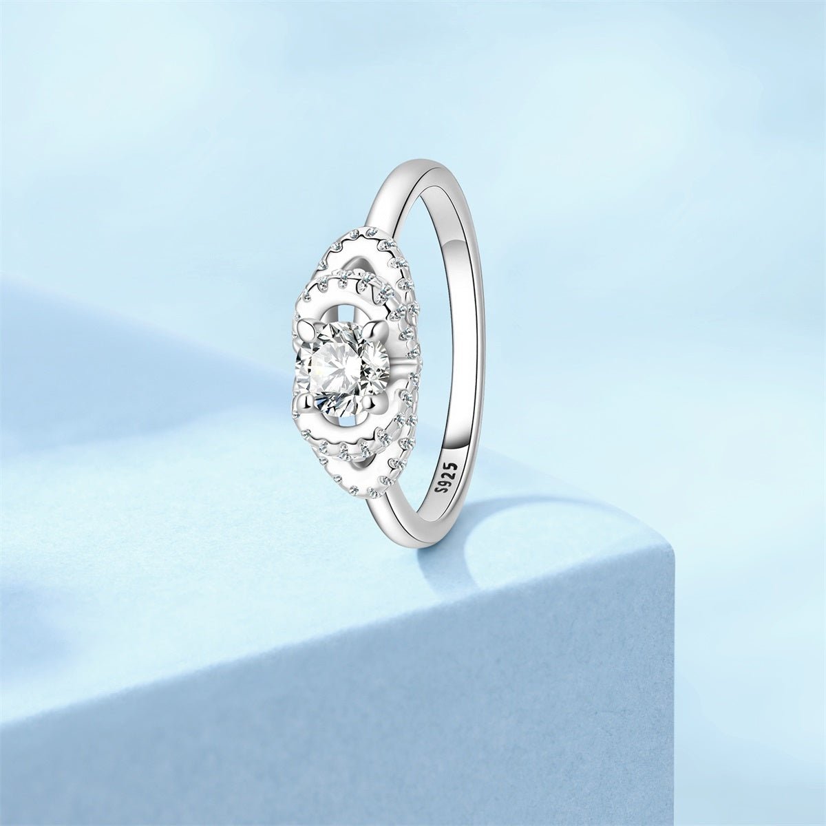 Amarante Jewelry Double Halo Oval Frame Sparkle Ring