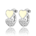 Amarante Jewelry Double Heart Earrings with Yellow Enamel and Crystal Accents