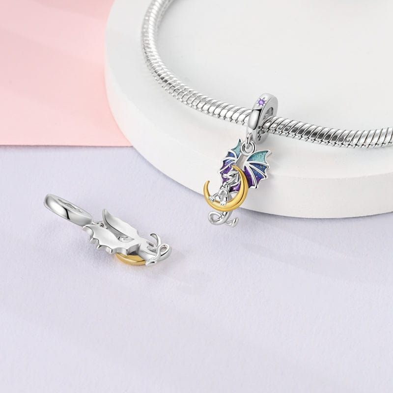 Amarante Jewelry Dragon & Crescent Moon Fantasy Charm