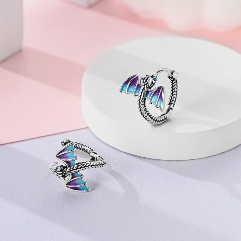 Amarante Jewelry Dragon Wing Hoop Earrings with Iridescent Detailing