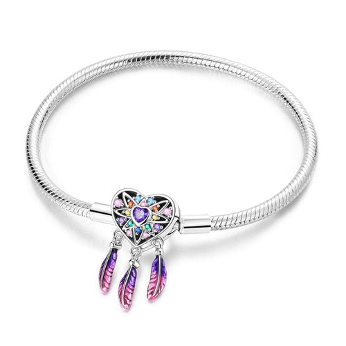 Amarante Jewelry Dreamcatcher Rainbow Heart Charm Bracelet