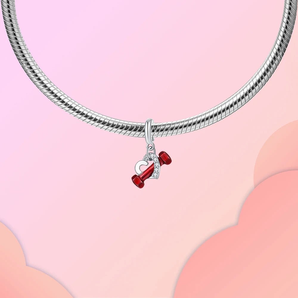 Amarante Jewelry Dumbbell & Heart Dangle Charm