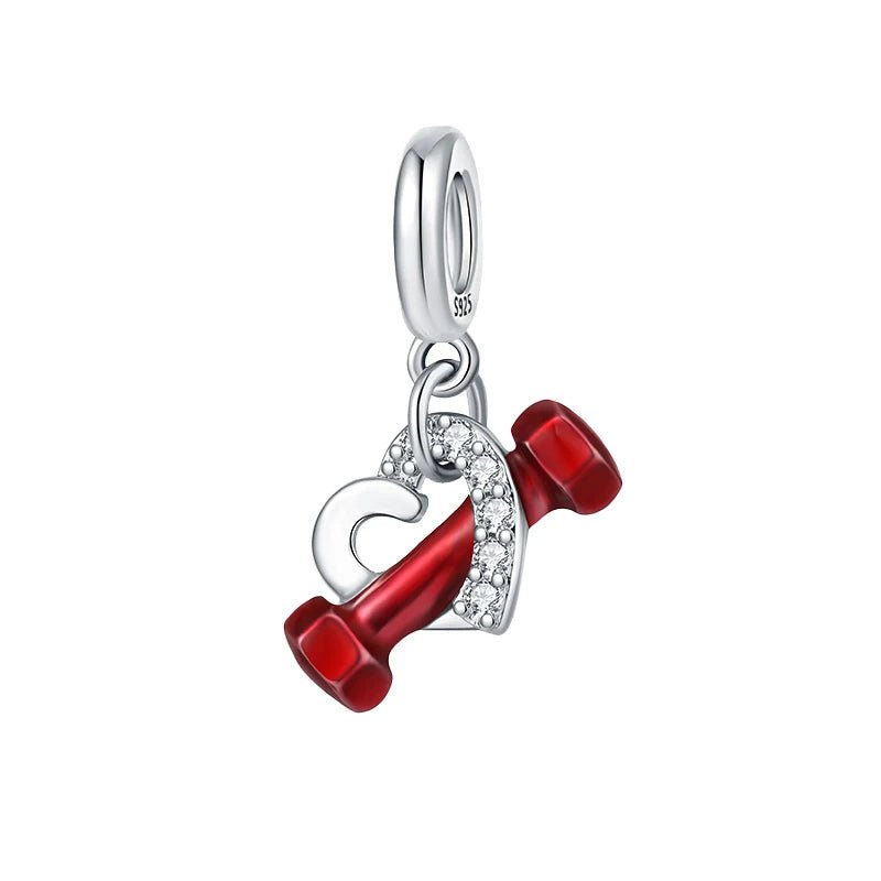 Amarante Jewelry Dumbbell & Heart Dangle Charm