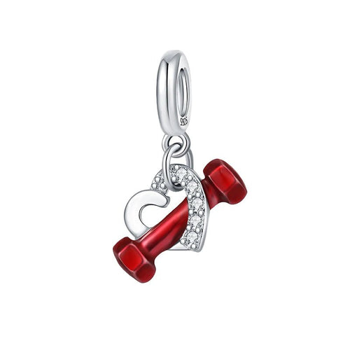 Amarante Jewelry Dumbbell & Heart Dangle Charm