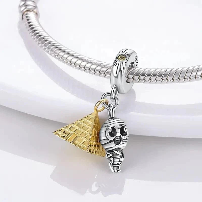 Amarante Jewelry Egypt Pyramid and Pharaoh Mummy Dangle Charm
