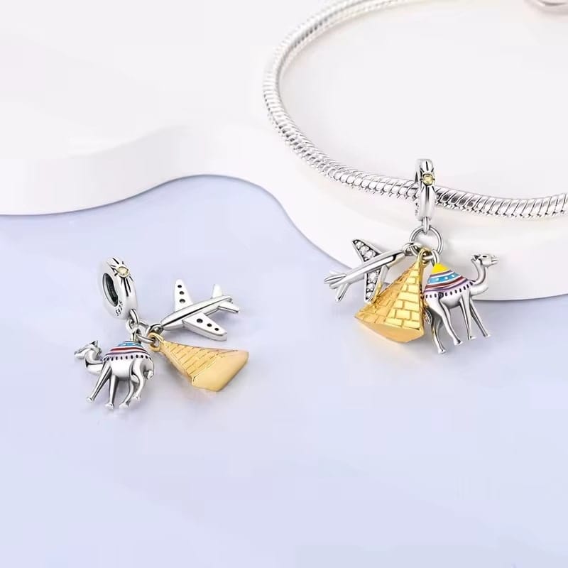 Amarante Jewelry Egypt Pyramid Camel Travel Dangle Charm