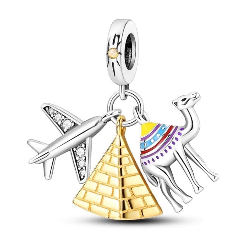 Amarante Jewelry Egypt Pyramid Camel Travel Dangle Charm