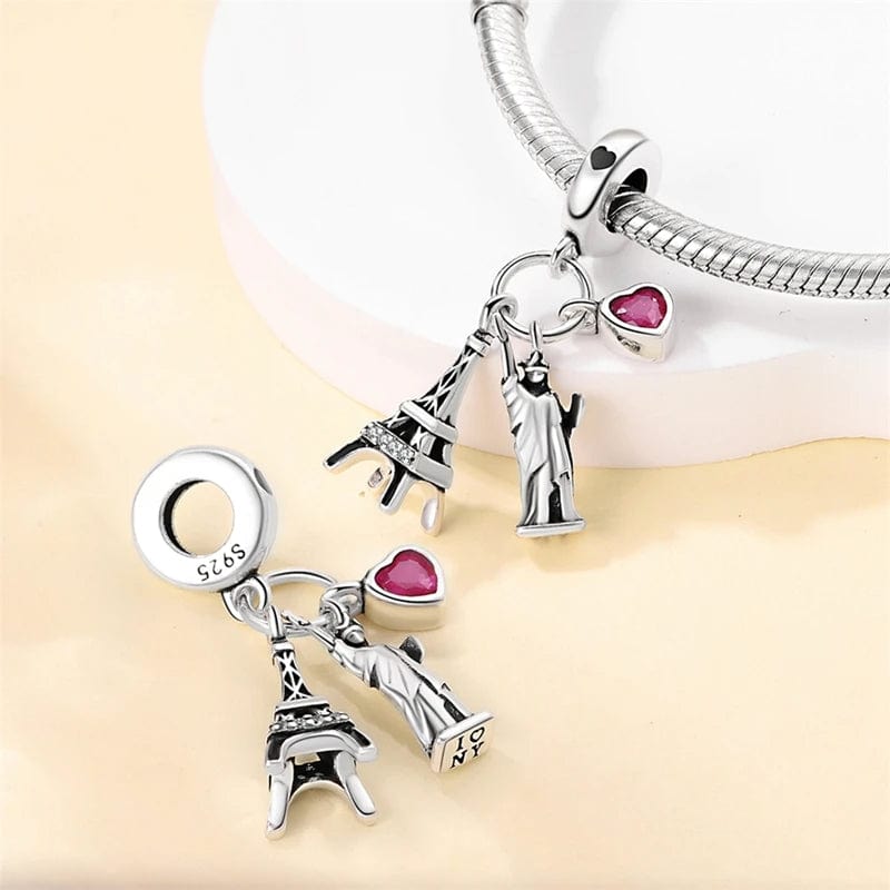 Amarante Jewelry Eiffel Tower and Statue of Liberty Dangle Charm
