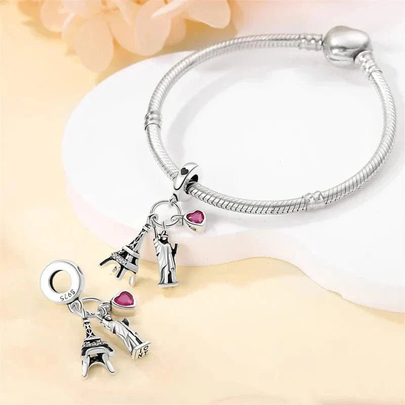 Amarante Jewelry Eiffel Tower and Statue of Liberty Dangle Charm