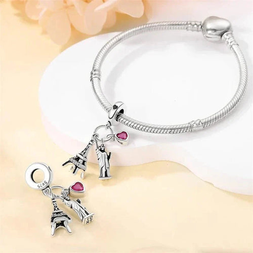 Amarante Jewelry Eiffel Tower and Statue of Liberty Dangle Charm