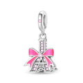 Amarante Jewelry Eiffel Tower with Pink Bow Dangle Charm