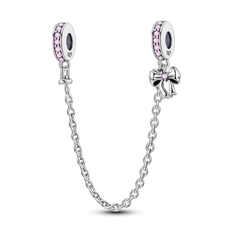 Amarante Jewelry Elegant Bow and Pink Gemstone Safety Chain