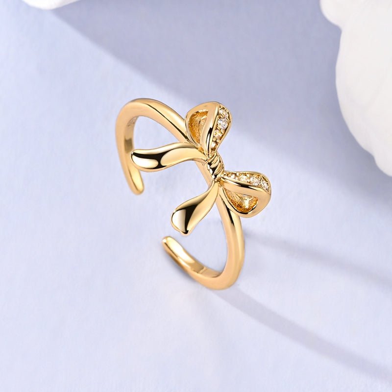 Amarante Jewelry Elegant Gold Bow Adjustable Ring