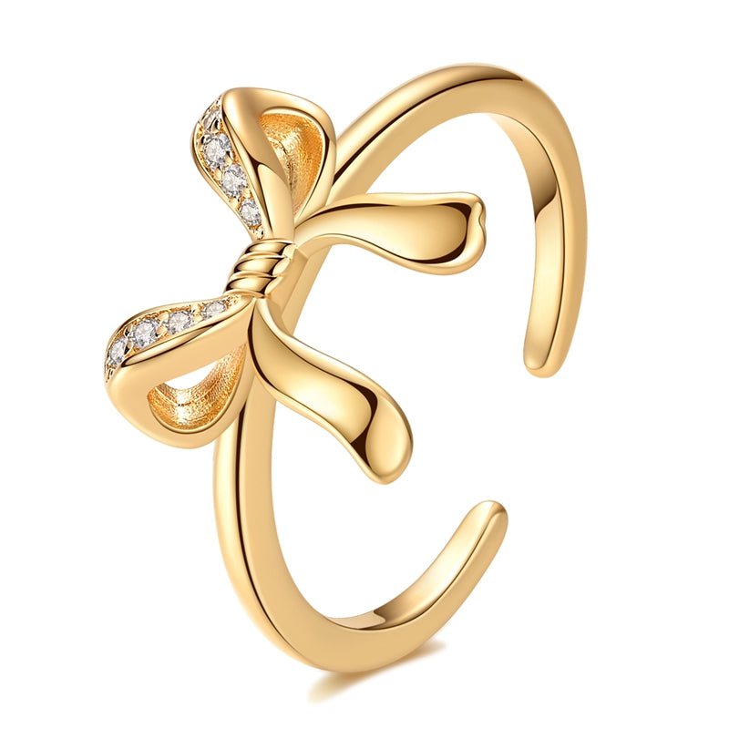 Amarante Jewelry Elegant Gold Bow Adjustable Ring