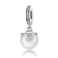 Amarante Jewelry Elegant Pearl and Clear Crown CZ Dangle Charm