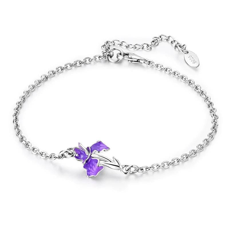 Amarante Jewelry Elegant Purple Orchid Charm Bracelet