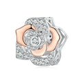 Amarante Jewelry Elegant Rose Gold Bloom with Sparkling Crystal Petals Charm