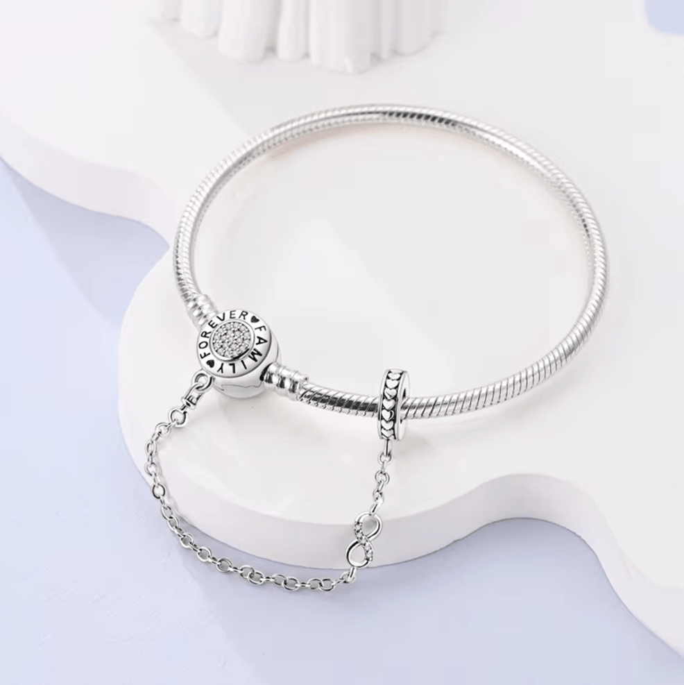 Amarante Jewelry Family Forever Snake Chain Bracelet with Safety Chain