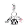 Amarante Jewelry Fashion Handbag, Heel & Champagne Glass Dangle Charm