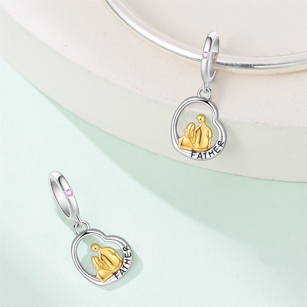 Amarante Jewelry Father & Daughter Heart Dangle Charm