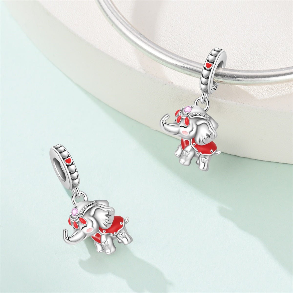 Amarante Jewelry Festive Elephant with Red Accents Dangle Charm