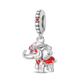 Amarante Jewelry Festive Elephant with Red Accents Dangle Charm