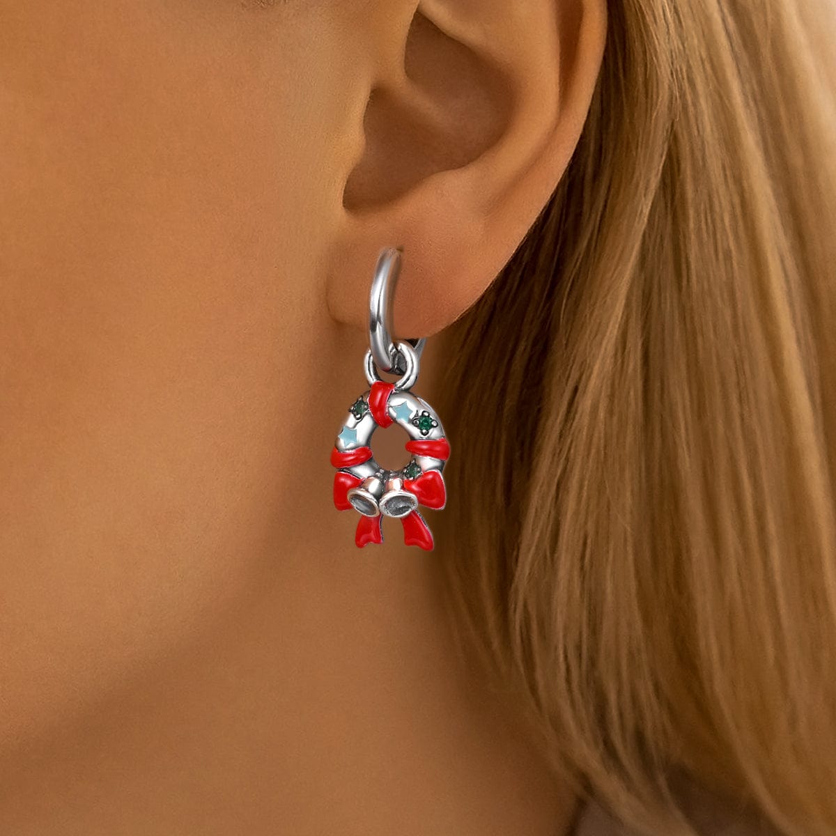 Amarante Jewelry Festive Holiday Wreath & Bell Earrings