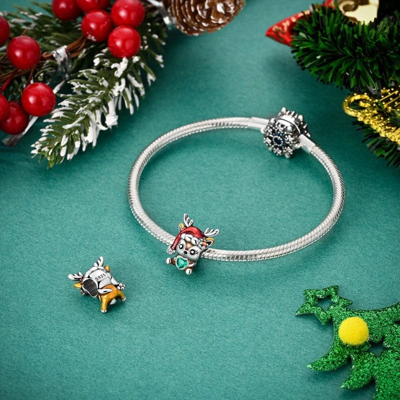 Amarante Jewelry Festive Reindeer with Santa Hat Charm