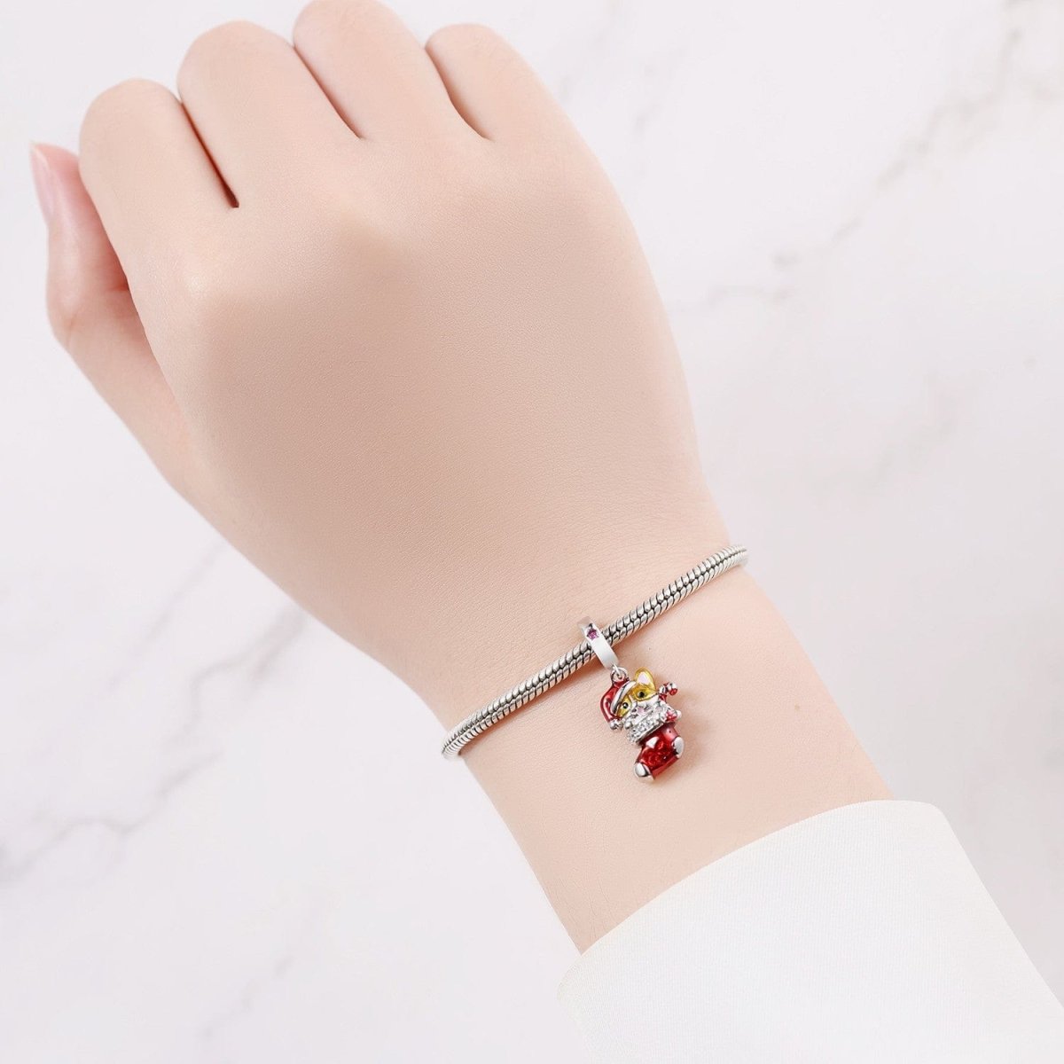 Amarante Jewelry Festive Santa Cat in Stocking Charm