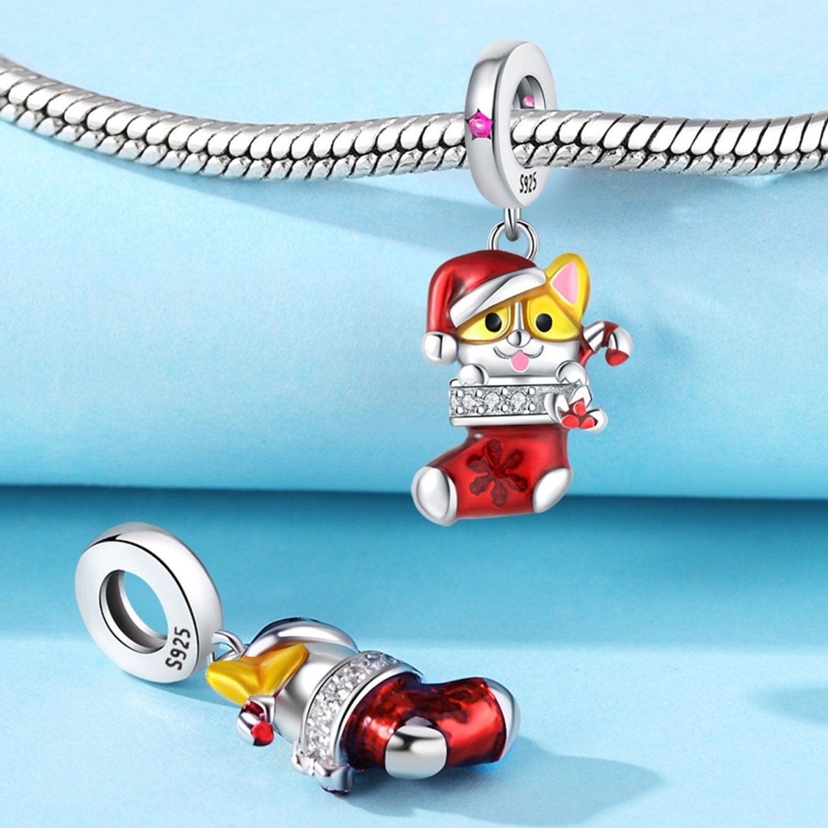 Amarante Jewelry Festive Santa Cat in Stocking Charm