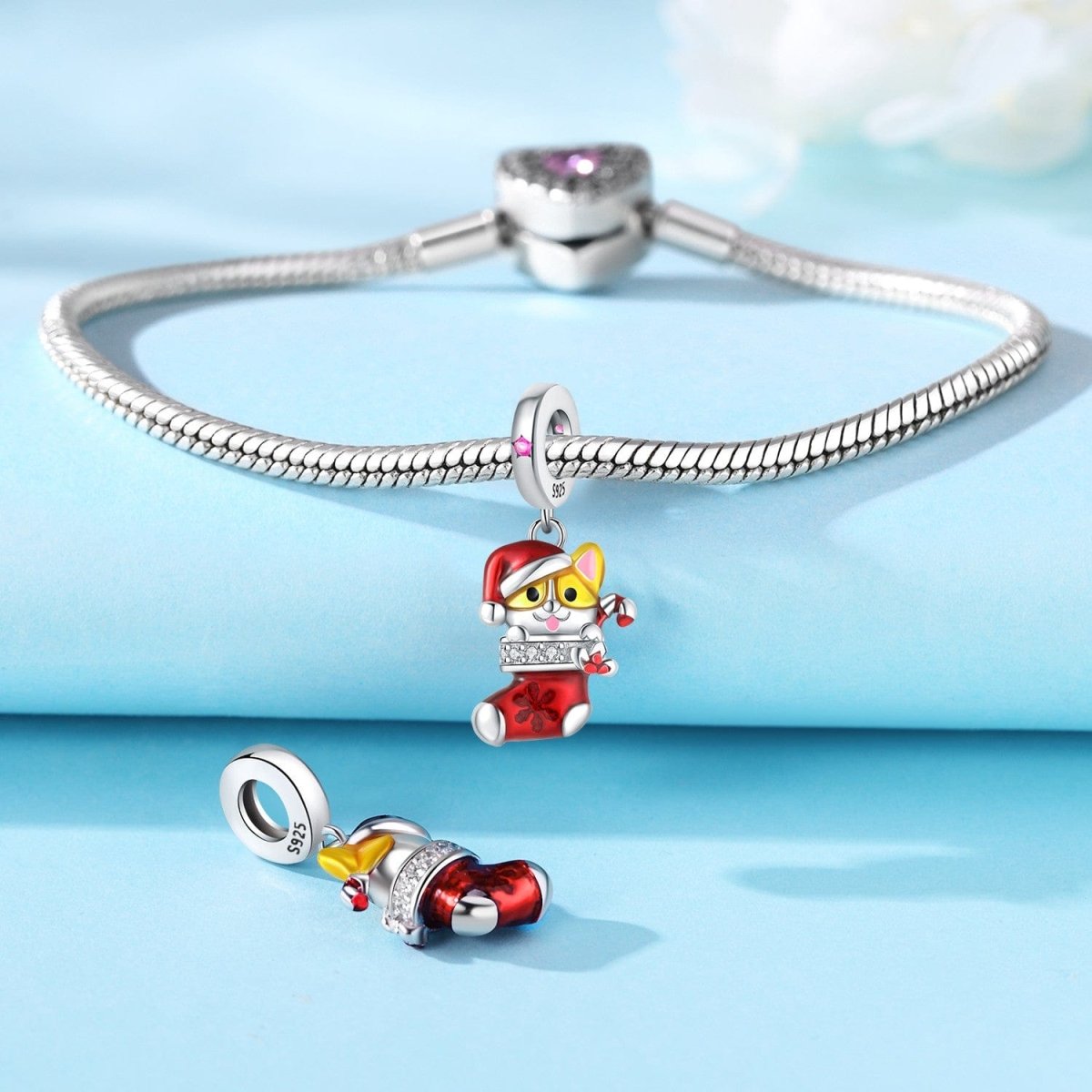 Amarante Jewelry Festive Santa Cat in Stocking Charm