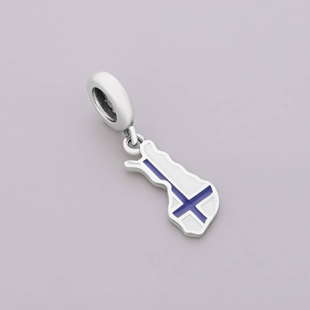 Amarante Jewelry Finland Map Flag Dangle Charm
