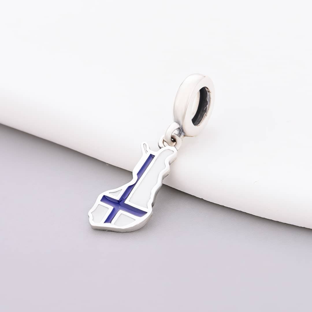 Amarante Jewelry Finland Map Flag Dangle Charm