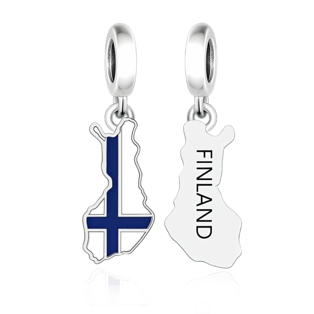 Amarante Jewelry Finland Map Flag Dangle Charm