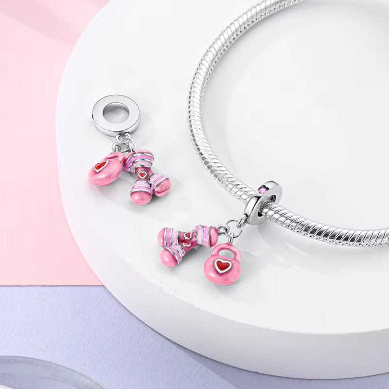 Amarante Jewelry Fitness Gym Pink Women Set Dangle Charm